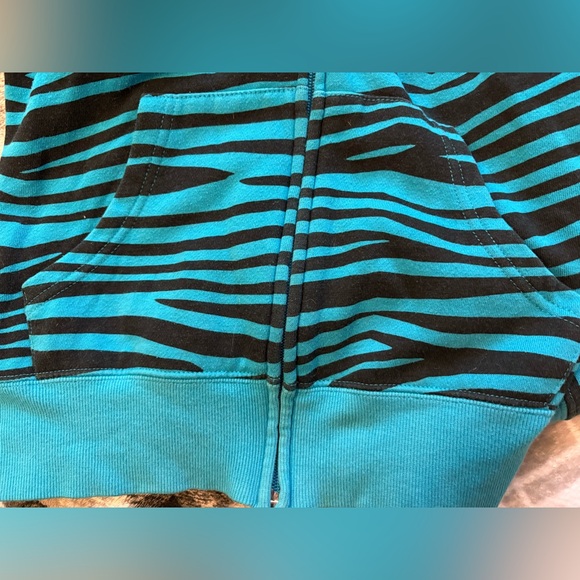 Striped Teal and Black Hoodie - Picture 3 of 7